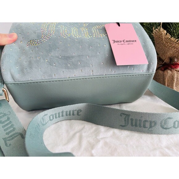 JUICY COUTURE LET IT SHINE SATCHEL BAG COOL BLUE Brand New With Tags - Picture 8 of 10